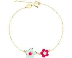 Złota bransoletka z emalią - kwiaty