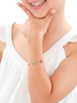 Złota bransoletka z emalią - but piłkarski, koszulka i piłka nożna