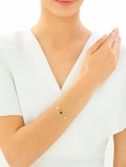 Złota bransoletka z malachitem syntetycznym - koła