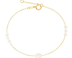 Złota bransoletka z perłami, ankier