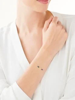 Złota bransoletka ze szkłem, ankier - serce