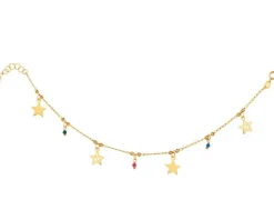 Złota bransoletka ze szkłem,  ankier - gwiazdy