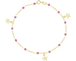 Złota bransoletka ze szkłem szlifowanym, ankier - gwiazdy