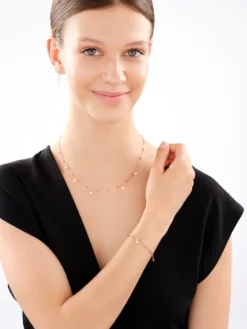 Złota bransoletka ze szkłem szlifowanym, ankier - gwiazdy