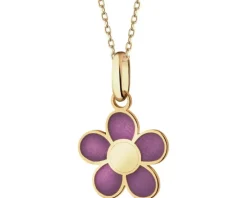 Złota zawieszka z emalią - kwiat