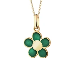 Złota zawieszka z emalią - kwiat
