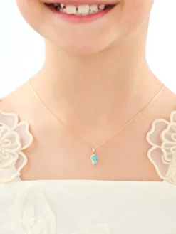 Złota zawieszka z emalią - konik morski