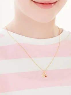 Złota zawieszka z emalią - koniczyna, biedronka