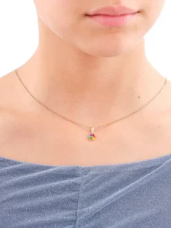 Złota zawieszka z emalią - koniczyna