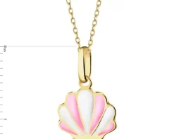 Złota zawieszka z emalią - muszla