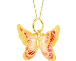 Złota zawieszka z emalią - motyl