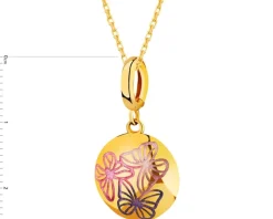 Złota zawieszka z emalią - motyle