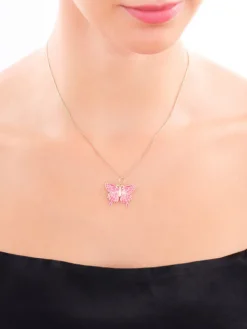 Złota zawieszka z emalią - motyl