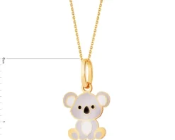 Złota zawieszka z emalią - miś koala