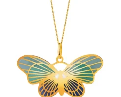 Złota zawieszka z emalią - motyl