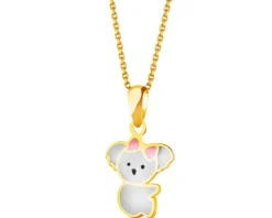 Złota zawieszka z emalią - miś koala
