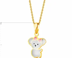 Złota zawieszka z emalią - miś koala