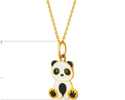 Złota zawieszka z emalią - miś panda