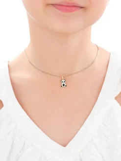 Złota zawieszka z emalią - miś panda