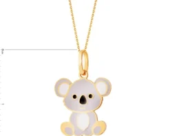 Złota zawieszka z emalią - miś koala