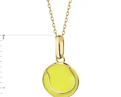 Złota zawieszka z emalią - piłka tenisowa