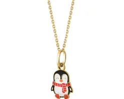 Złota zawieszka z emalią - pingwin