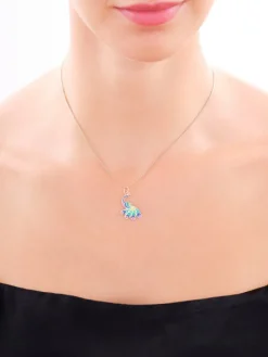 Złota zawieszka z emalią - paw