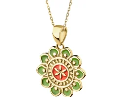 Złota zawieszka z emalią - rozeta