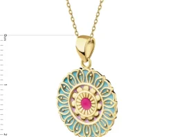 Złota zawieszka z emalią - rozeta