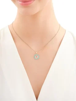 Złota zawieszka z emalią - rozeta