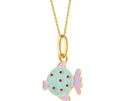 Złota zawieszka z emalią - ryba