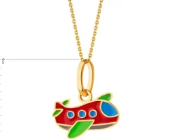 Złota zawieszka z emalią - samolot