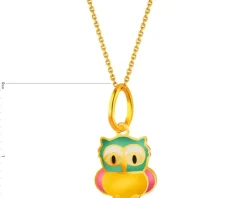 Złota zawieszka z emalią - sowa