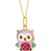 Złota zawieszka z emalią - sowa
