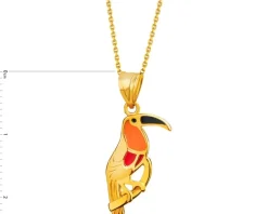 Złota zawieszka z emalią - tukan