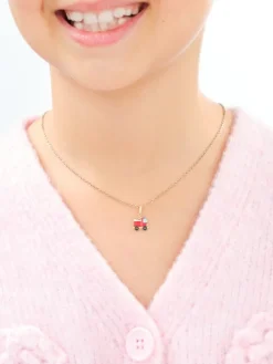 Złota zawieszka z emalią - wóz strażacki