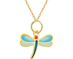 Złota zawieszka z emalią - ważka