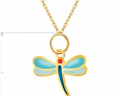 Złota zawieszka z emalią - ważka