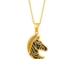 Złota zawieszka z emalią - zebra