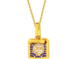 Złota zawieszka z emalią i masą perłową