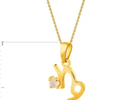 Złota zawieszka z kamieniem księżycowym - Koziorożec