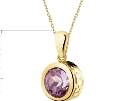 Złota zawieszka z korundem syntetycznym