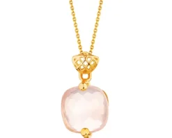 Złota zawieszka z kwarcem