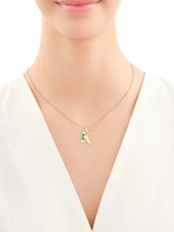 Złota zawieszka z masą malachitową - litera K