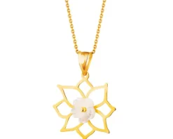 Złota zawieszka z masą perłową - kwiat