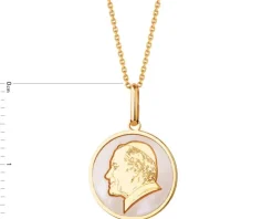 Złota zawieszka z masą perłową - medalik, Papież Jan Paweł II