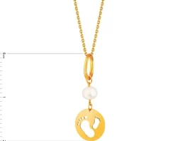 Złota zawieszka z perłą - stópki