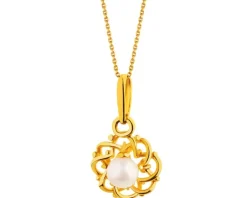 Złota zawieszka z perłą i cyrkoniami