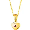 Złota zawieszka z rubinem syntetycznym - serce