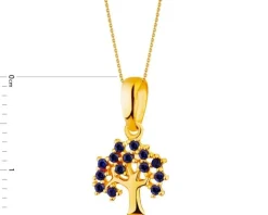 Złota zawieszka z szafirami syntetycznymi - drzewko